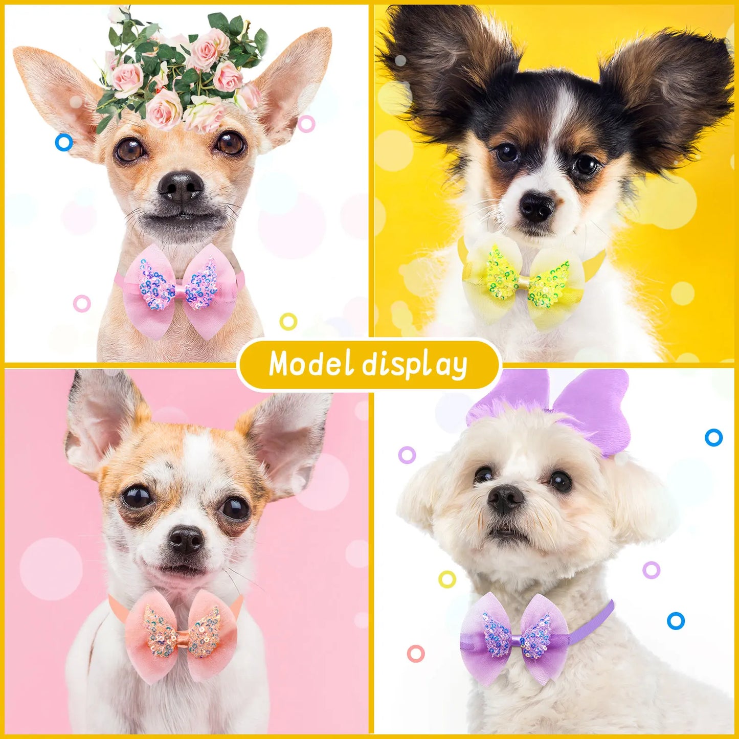 10 Uds. Collar con lazo para perro, Collar ajustable con lazos para perro y gato, corbata ostentosa de encaje para accesorios para perros pequeños, proveedor de aseo para cachorros