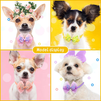 10 Uds. Collar con lazo para perro, Collar ajustable con lazos para perro y gato, corbata ostentosa de encaje para accesorios para perros pequeños, proveedor de aseo para cachorros
