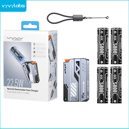 VYVYLABS 30000mAh banco de energía CCC desmontable cargador rápido 22,5 W cargador portátil inalámbrico 21700 PowerBank para batería de repuesto iP 17