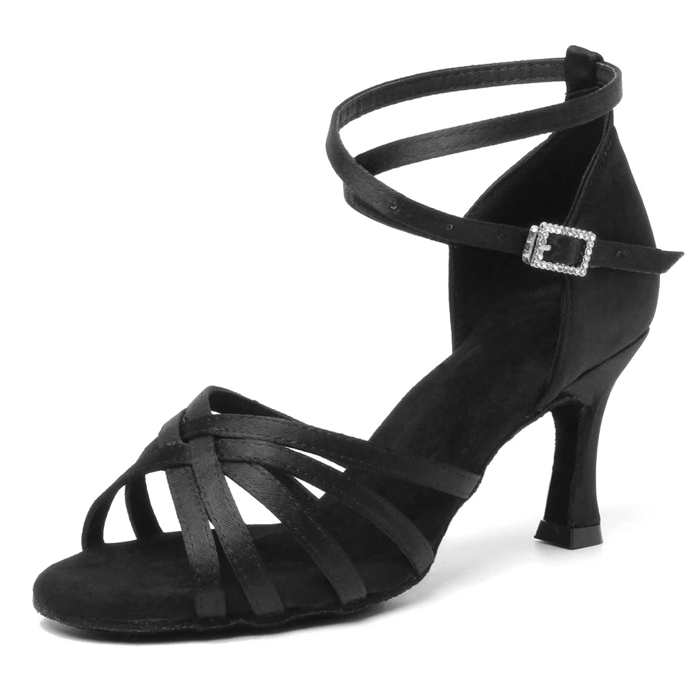 Zapatos de baile latino con suelas de gamuza para mujer, zapatos de baile de Tango Indood, tacones cubanos, tacón alto para fiesta, zapatos de baile de salón, venta al por mayor