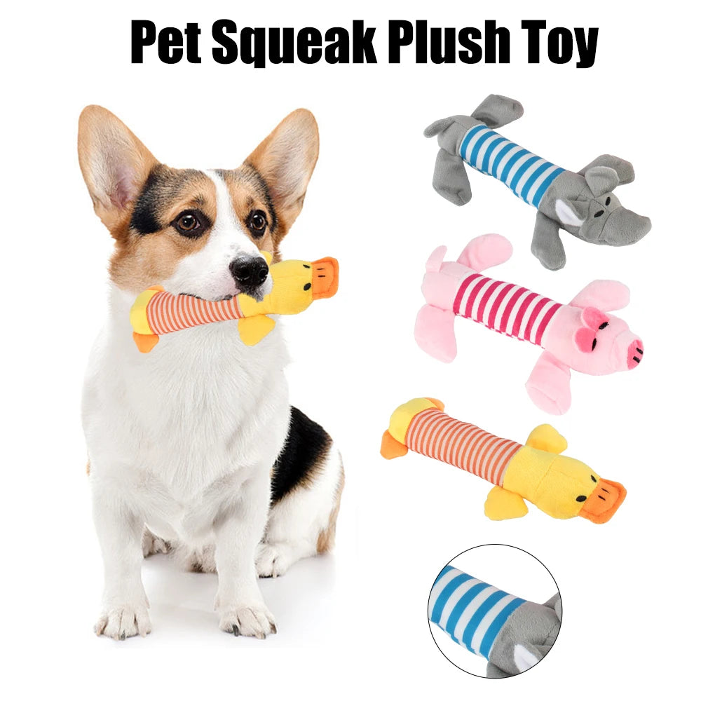 Apto para todos los mascotas, juguetes de lana para perros y gatos, muñecas populares con sonido para masticar, elefante, pato, cerdo, mascota, divertidos juguetes de peluche