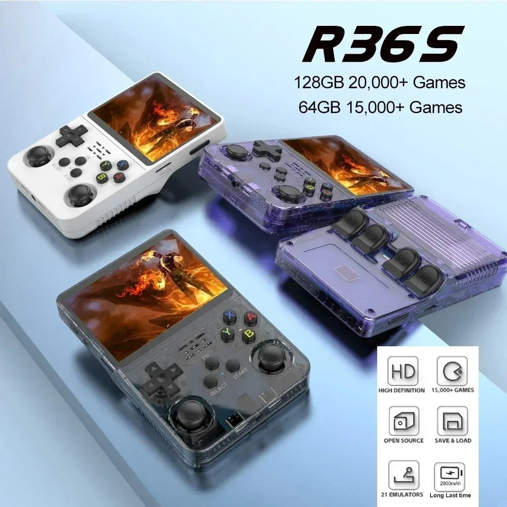 ARKOS R36S consola de videojuegos portátil Retro sistema Linux pantalla IPS de 3,5 pulgadas R35s Pro reproductor de vídeo portátil de bolsillo juegos de 64GB