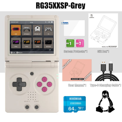 ANBERNIC nueva consola de juegos portátil RG35XXSP con tapa consola de videojuegos IPS de 3,5 pulgadas sistema Linux de 64 bits 64G reproducción en línea