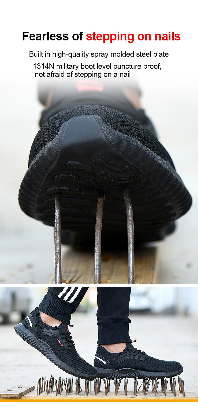 Zapatillas de trabajo con punta de acero para hombre, zapatos de seguridad, botas de trabajo a prueba de perforaciones, calzado Indestructible de moda