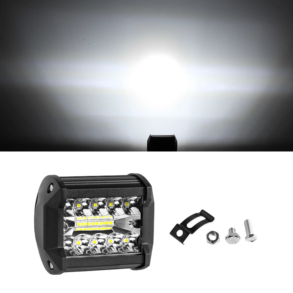 Barra de luz LED de trabajo, faro LED de 12-24V, foco de coche, lámpara antiniebla de diodo para Atv, Tractor, motocicleta, accesorios todoterreno, 4x4, 1/2/4 unidades
