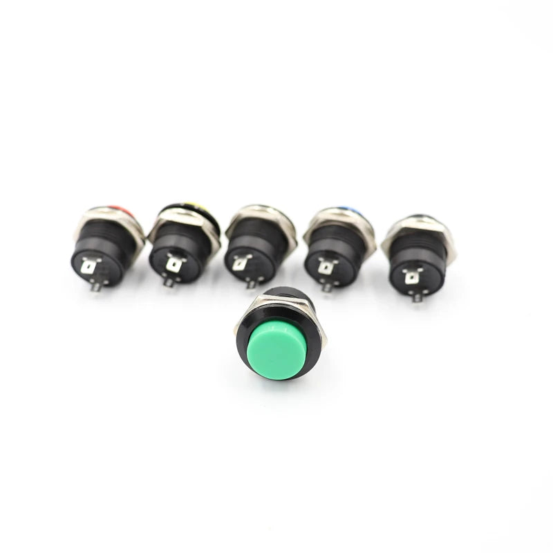 6 uds momentáneo SPST sin tapa redonda interruptor de botón AC 6A/125V 3A/250V 6 colores R13-507 botón momentáneo