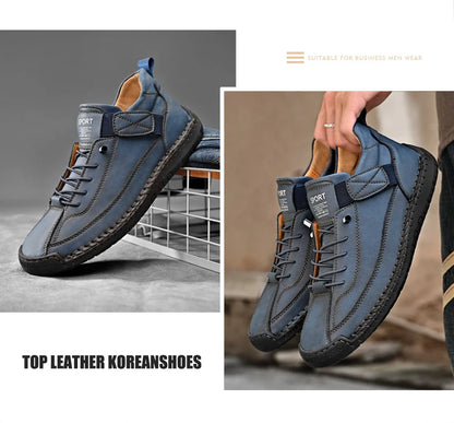 Zapatos de cuero hechos a mano para hombre, mocasines informales sin cordones, zapatos de cuero transpirables, zapatos planos para hombre, mocasines de moda, zapatos de herramientas de talla grande