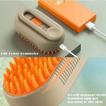 Cepillo de masaje en aerosol para perros y gatos, pulverizador de vapor de un botón, cepillo de depilación flotante giratorio plegable para baño, peine