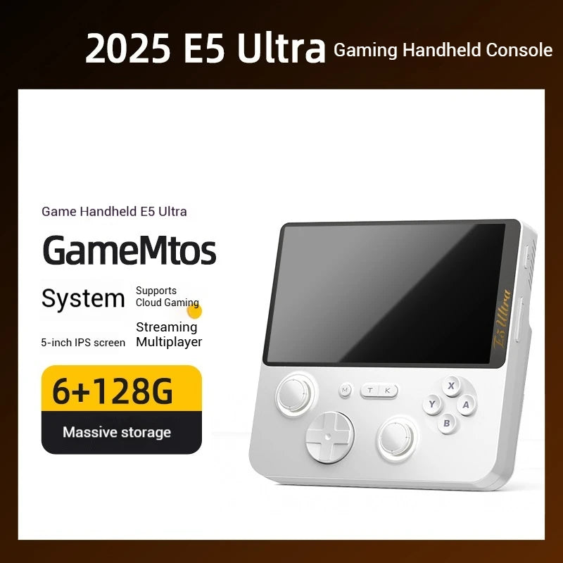 2025 NUEVA consola de juegos GAMEMT E5 Ultra portátil Joystick de efecto Hall 60Hz Pantalla táctil IPS 5000mAh Consolas Android portátiles