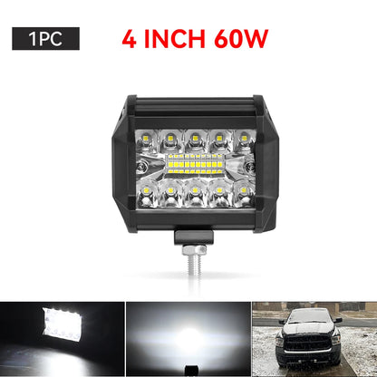 Barras de luz Led todoterreno combinadas de 4/ 7 pulgadas y 120W, haz de inundación para trabajo, conducción, barco todoterreno, coche, Tractor, camión, 4x4, SUV, ATV, 12V, 24V