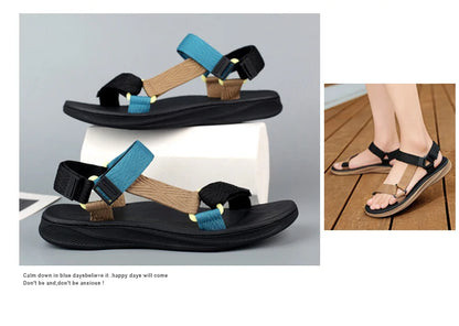 Sandalias Wadable de verano para exteriores, plantilla para esterilla de Yoga con soporte para arco para hombre, zapatillas de playa abiertas de gladiador, zapatos planos antideslizantes y duraderos para hombre