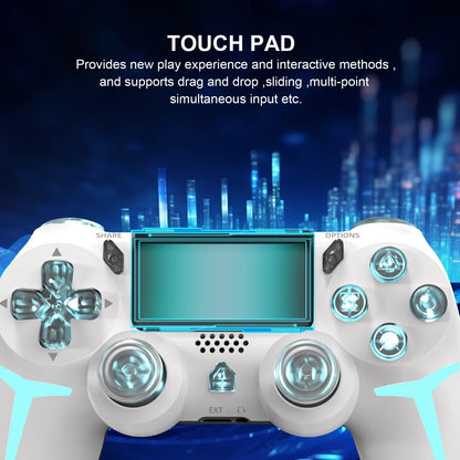 GAMINJA-controlador de juego inalámbrico con luz RGB para consola PS4, PS3, ordenador, PC, LED, Bluetooth, giroscopio de 6 ejes, doble vibración