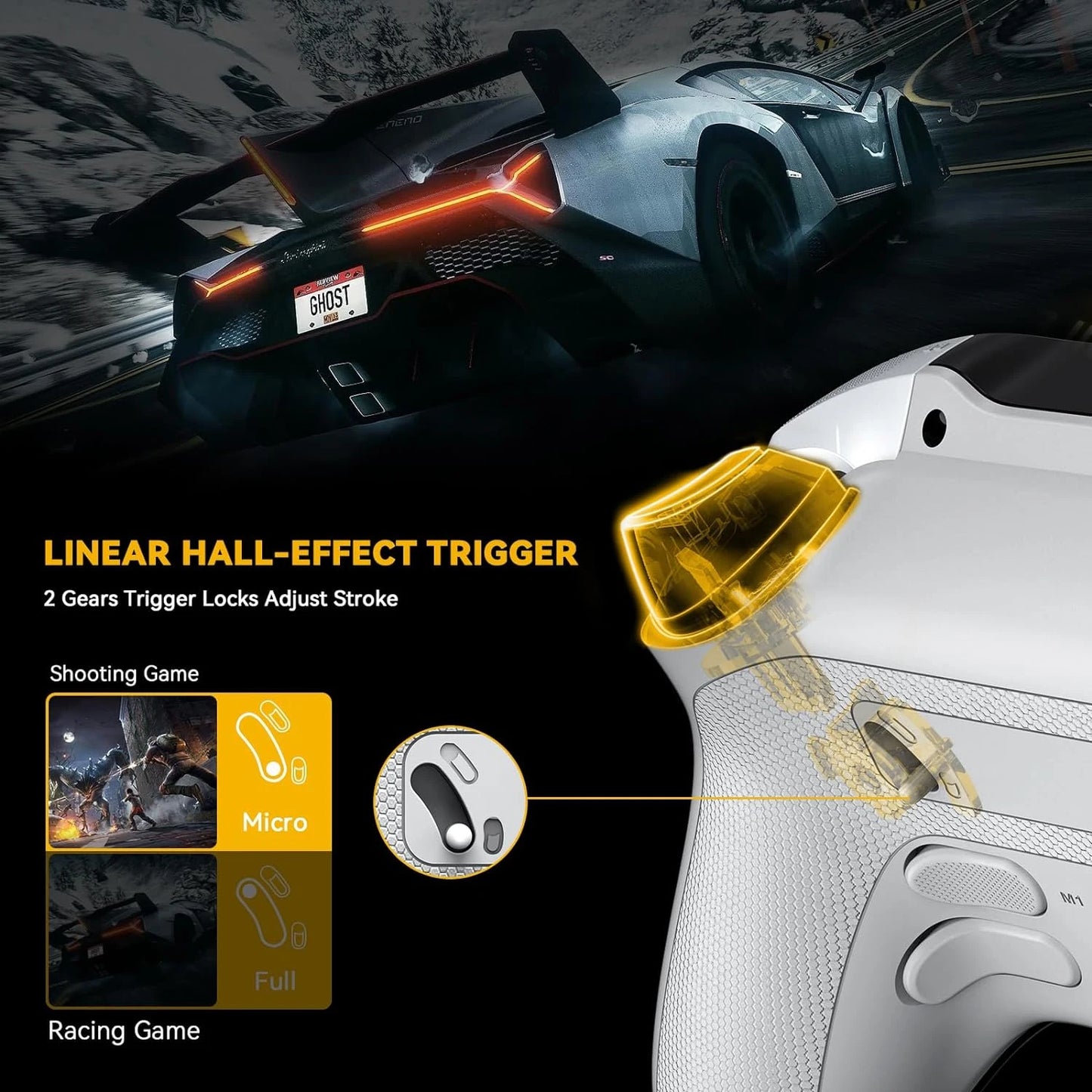 Controlador de juegos inalámbrico con pantalla interactiva para Switch/PC/iOS/Android, palo de efecto Hall, luz RGB de 1800mAh con base de carga