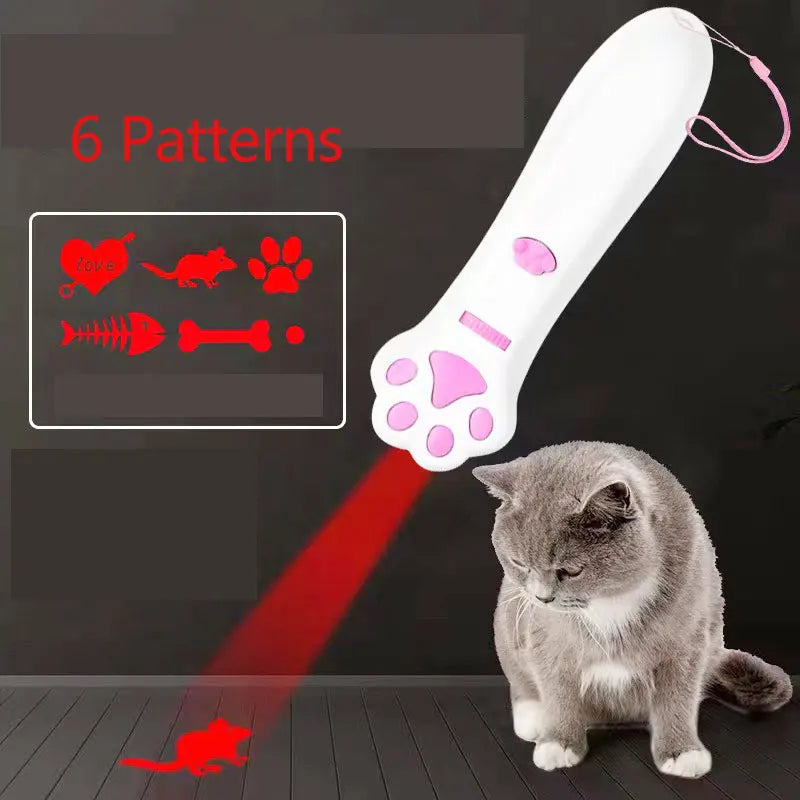 Palo de burla láser para gatos, 5 modos + puntero de luz LED de punto rojo, juguetes de proyección interactivos para interiores, accesorios para perros y gatitos