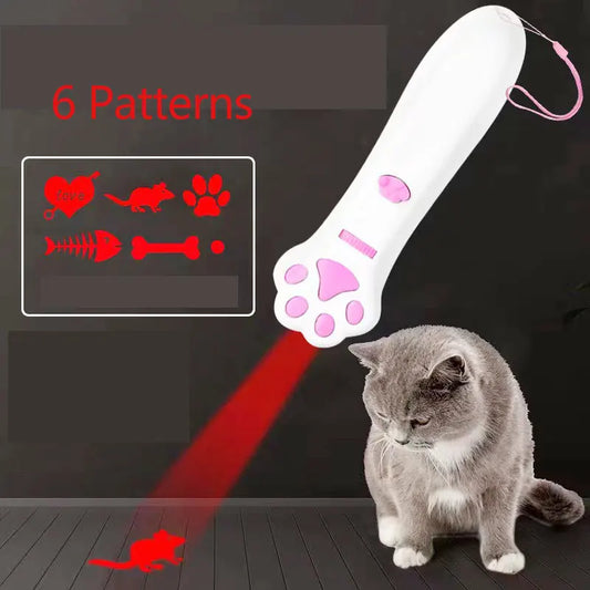 Palo de burla láser para gatos, 5 modos + puntero de luz LED de punto rojo, juguetes de proyección interactivos para interiores, accesorios para perros y gatitos