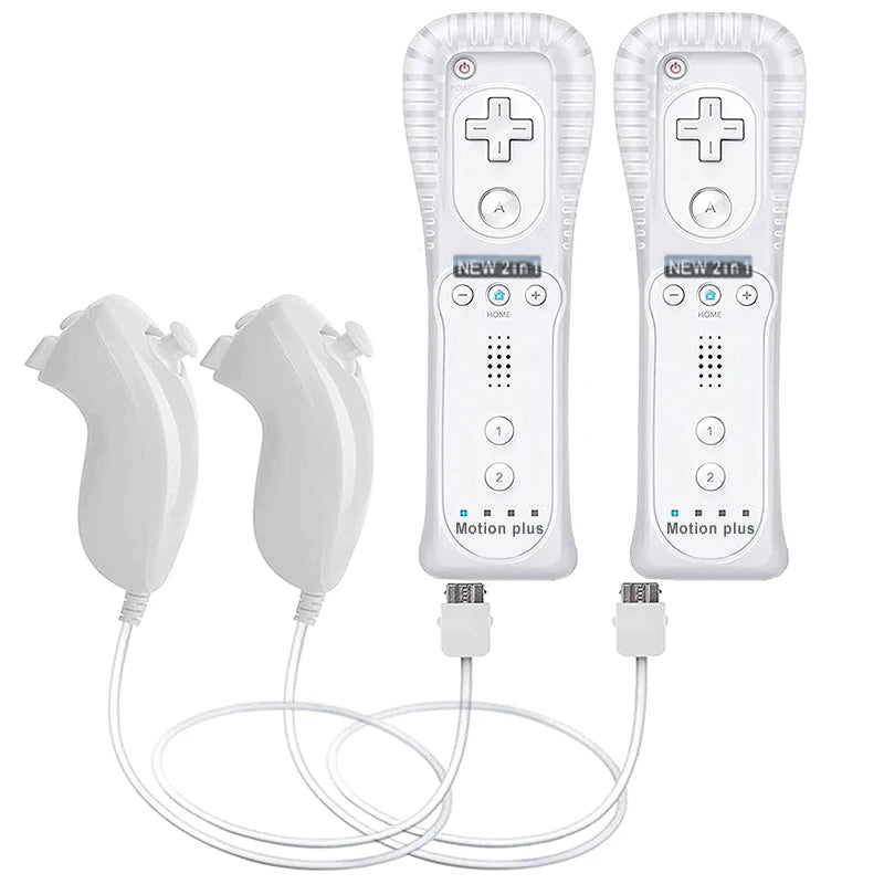 Un par de mandos a distancia con controlador Nunchuck para juegos Wii Control para consola Wii Gamepad inalámbrico con Motion Plus