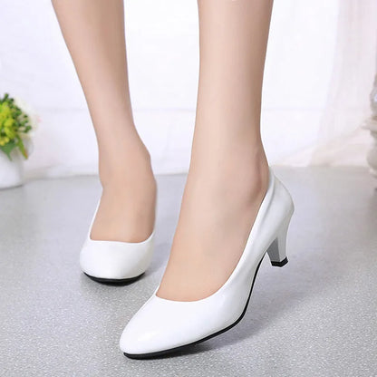 Zapatos de tacón medio para mujer, tacones altos sexis desnudos, zapatos de boda para mujer, trabajo de oficina, zapatos de tacón blancos, zapatos de fiesta
