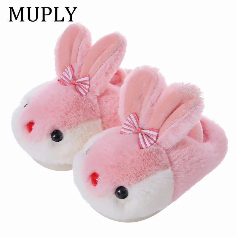 Zapatillas de algodón cálidas para niños y niñas, zapatillas de lana antideslizantes para interiores para niños y niñas, zapatos para el hogar, otoño e invierno