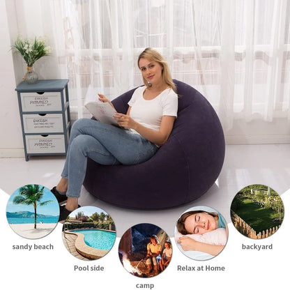 Sofá inflable perezoso grande, sillas, tumbona de PVC, asiento, puf, sofá, Tatami, suministro para sala de estar, Camping al aire libre