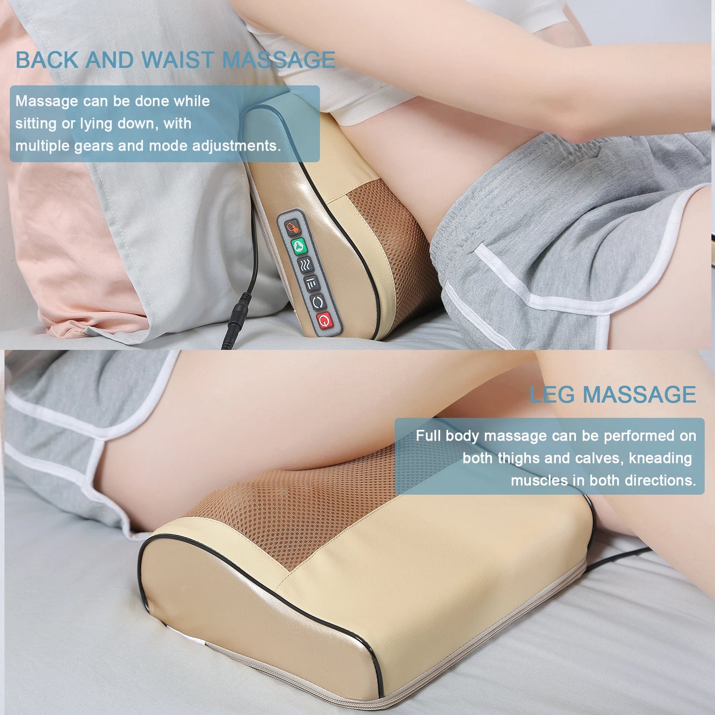 Almohada masajeadora multifuncional para cuello, compresa caliente ajustable, herramienta de masaje para amasar el cuello y los hombros, relajación de la columna Lumbar en el hogar