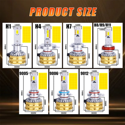 2700W H1 faro LED 3500000LM Led Canbus lámparas de coche H4 H7 H11 H8 9005 9006 HB3 HB4 9012 HIR2 luces antiniebla luz de coche 2 tubos de cobre