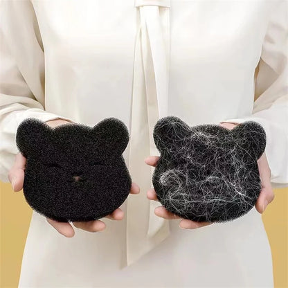2 /4 juegos de removedor de pelo para mascotas doméstico, esponja adhesiva de oso lavada a máquina, reutilizable, adecuada para lavadora, secadora, negro