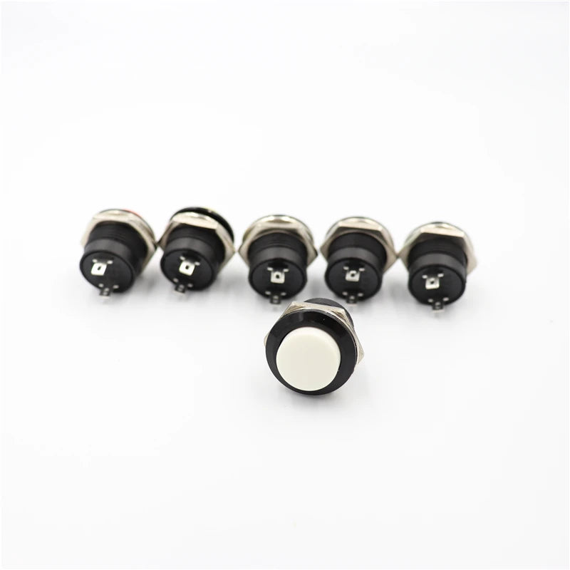 6 uds momentáneo SPST sin tapa redonda interruptor de botón AC 6A/125V 3A/250V 6 colores R13-507 botón momentáneo