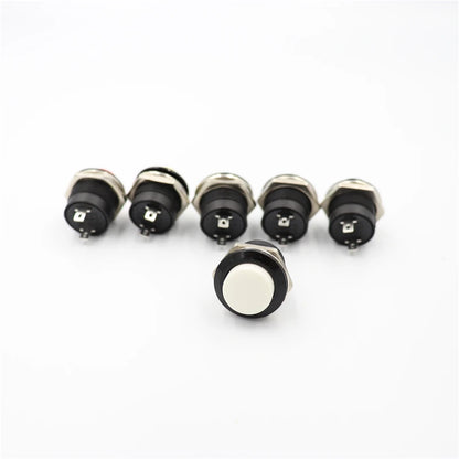 6 uds momentáneo SPST sin tapa redonda interruptor de botón AC 6A/125V 3A/250V 6 colores R13-507 botón momentáneo
