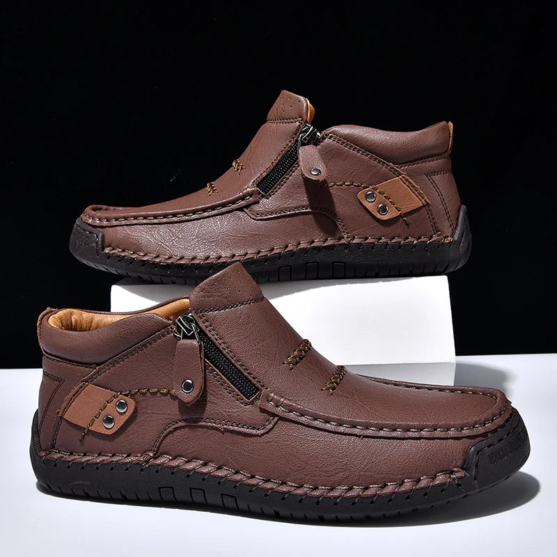Zapatos informales de cuero de alta calidad para hombre, mocasines transpirables hechos a mano, zapatillas de deporte a la moda, mocasines, zapatos náuticos de marca de lujo