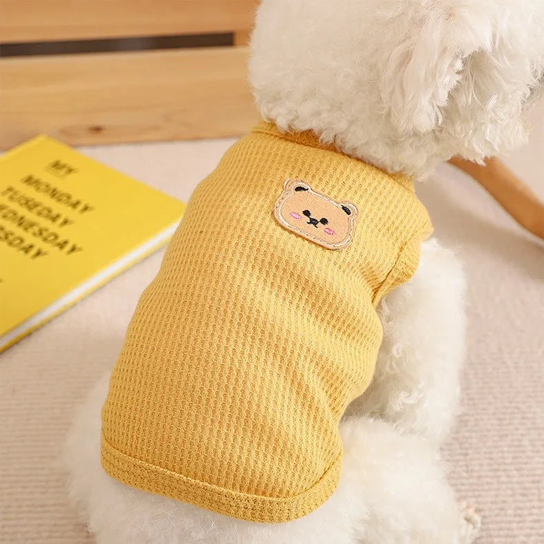 Chaleco para perros, ropa para gatos, cuatro colores de tela de poliéster, transpirable, resistente al sudor, fácil de limpiar, visualización divertida