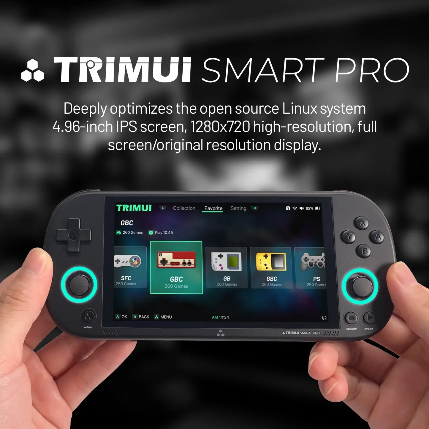 Trimui Smart Pro consola de juegos portátil pantalla IPS de 4,96 pulgadas sistema Linux Joystick iluminación RGB Smartpro reproductor de videojuegos Retro regalo