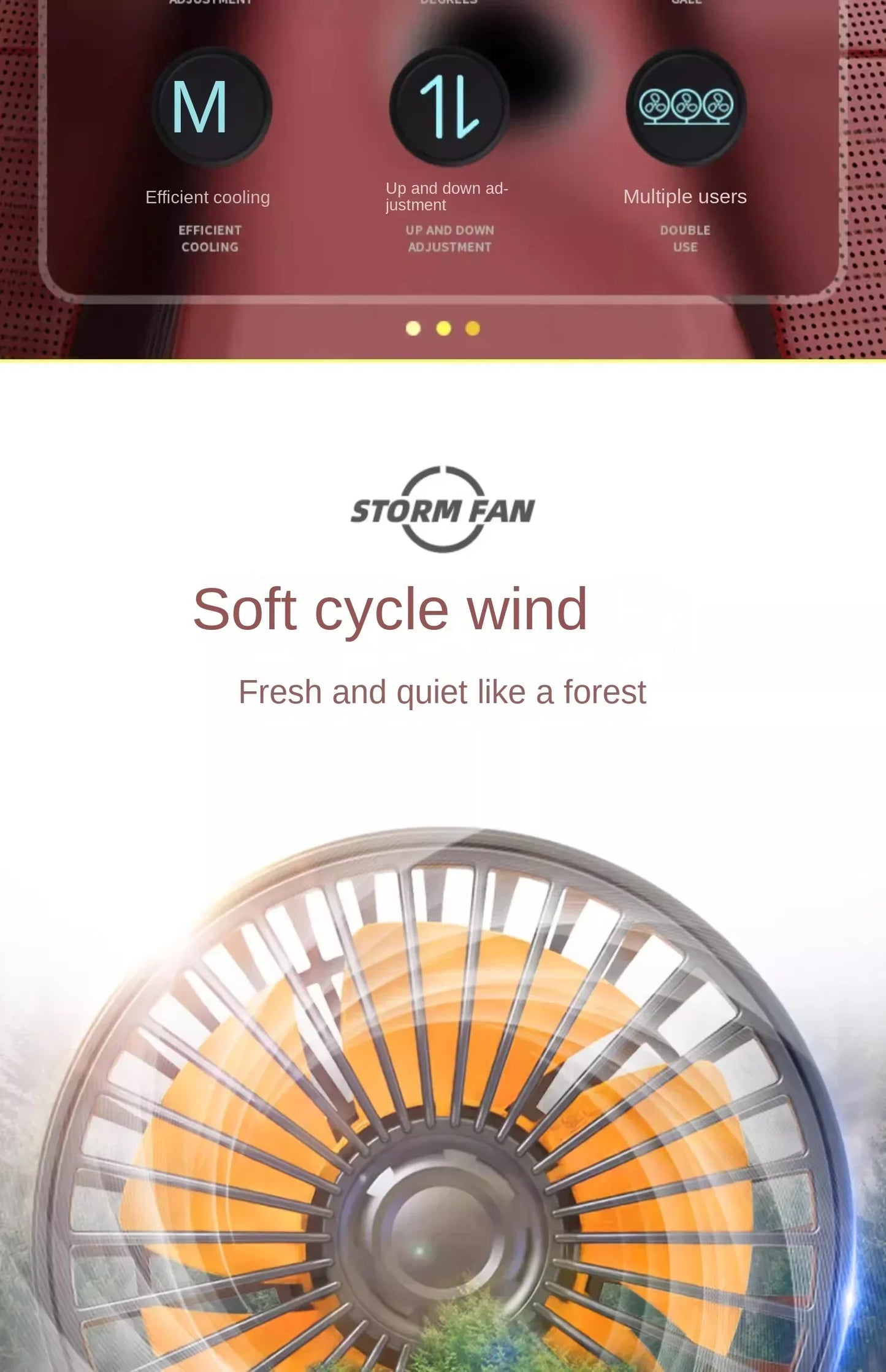 Ventilador automotriz del coche del ventilador 12v 24v 360 °   Ventilador de aire ajustable de 3 cabezales, tarjeta de estacionamiento temporal multifuncional de poco ruido, ventilador para vehículos