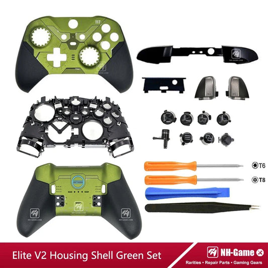 Kit de carcasa de repuesto para controlador Xbox Elite Series 2, funda frontal trasera LB RB, empuñaduras de botón de parachoques, bolsa de transporte
