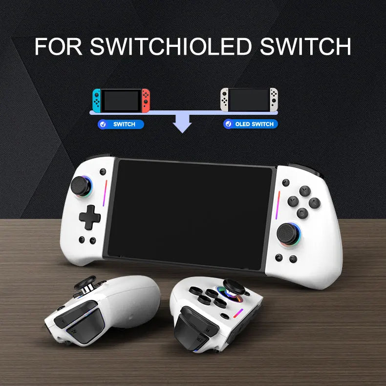LinYuvo KS42 Joy-pad inalámbrico con luz de meteoros con luces RGB de 8 colores para interruptor/Lite/OLED, con programable, Turbo y vibración