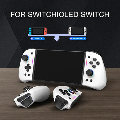 LinYuvo KS42 Joy-pad inalámbrico con luz de meteoros con luces RGB de 8 colores para interruptor/Lite/OLED, con programable, Turbo y vibración
