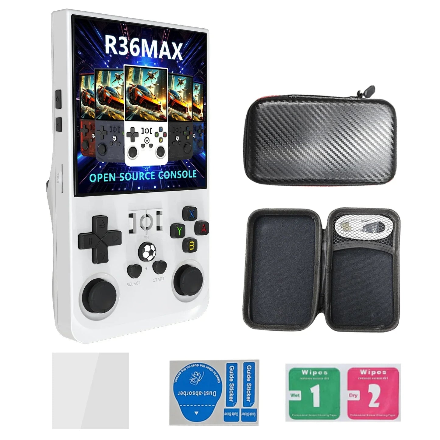Consola R36 Max, reproductores de juegos portátiles, pantalla IPS de 4 pulgadas, consola de código abierto, reproductor de vídeo de bolsillo Retro, 64G/128G, más de hasta 22000 juegos