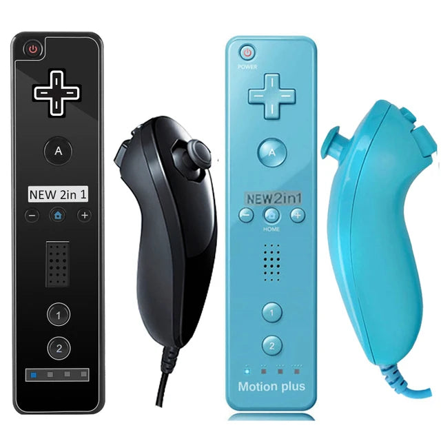 Un par de mandos a distancia con controlador Nunchuck para juegos Wii Control para consola Wii Gamepad inalámbrico con Motion Plus