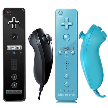 Un par de mandos a distancia con controlador Nunchuck para juegos Wii Control para consola Wii Gamepad inalámbrico con Motion Plus