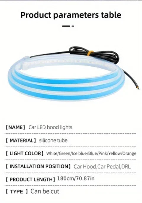 Luz LED de conducción diurna para arranque de capó de coche, luces decorativas para puerta, DRL, guía para capó de motor, lámpara ambiental decorativa de 12V