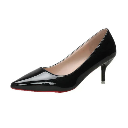 Zapatos de tacón alto sexis con parte inferior roja para mujer, zapatos de tacón clásicos para mujer, zapatos de tacón de vestir de cuero para otoño, tacones altos para banquete y boda