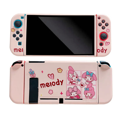 La melodía es adecuada para la cubierta anticaída de color suave de silicona Nintendo OLED, funda protectora desmontable para consola de juegos portátil NS