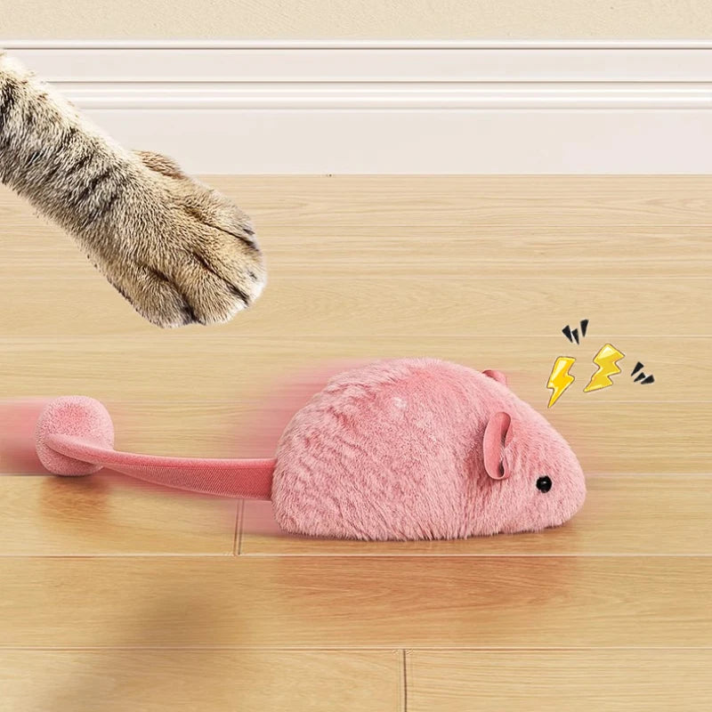 Ratón de peluche interactivo para gatos, juguetes de simulación de ratones, gatitos, juguetes de peluche de autojuego, juguete para masticar para gatos de interior