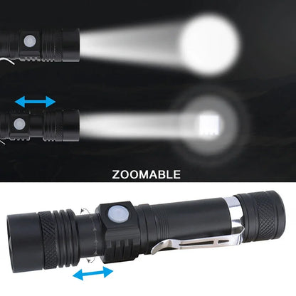 Linterna LED ultrabrillante recargable por USB de 4000LM, linterna LED T6, luz para bicicleta, batería Use18650. Para ciclismo al aire libre