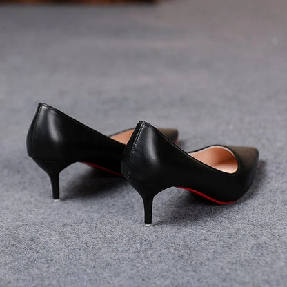Zapatos de tacón alto sexis con parte inferior roja para mujer, zapatos de tacón clásicos para mujer, zapatos de tacón de vestir de cuero para otoño, tacones altos para banquete y boda