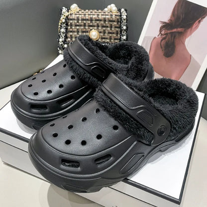 Zapatos de cueva EVA acolchados de invierno para hombres y mujeres, nuevos zapatos Baotou de fondo grueso, zapatillas de algodón cálidas para parejas, hombres y mujeres