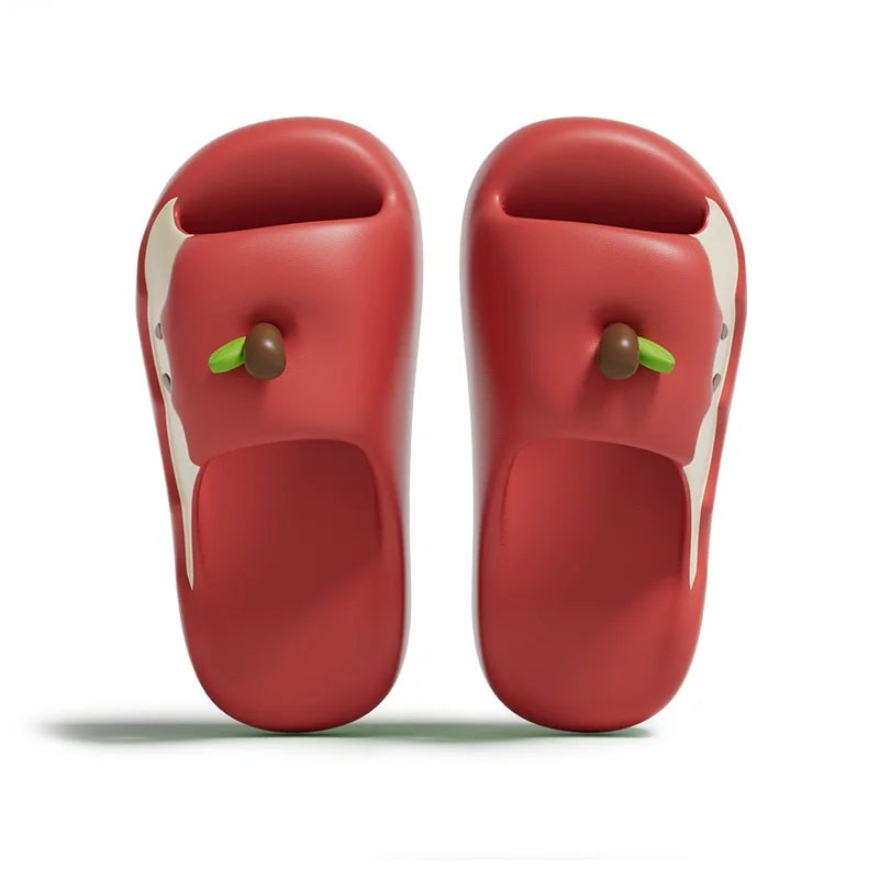 Zapatillas de manzanas Ins, novedad, zapatos divertidos de verano para mujer, 45 zapatillas de EVA inodoro para mujer, chanclas de frutas para mujer, zapatilla de playa para el hogar