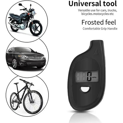 Manómetro digital de neumáticos con pantalla LCD: probador de presión de aire para automóviles y motocicletas y herramienta de alarma de seguridad