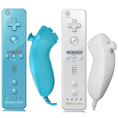 Un par de mandos a distancia con controlador Nunchuck para juegos Wii Control para consola Wii Gamepad inalámbrico con Motion Plus