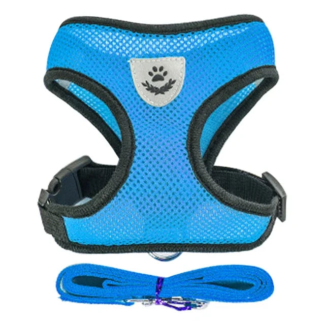Arnés de malla ajustable de poliéster para gatos, chaleco para caminar, correa de plomo para cachorros, Collar para perros pequeños y medianos, accesorios para mascotas