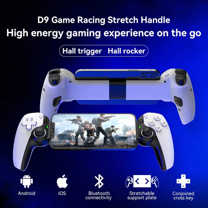 Controlador de juego móvil D9, mando telescópico para teléfono, para Android IOS, PS3, PS4, Switch ios con Turbo/6 ejes/vibración